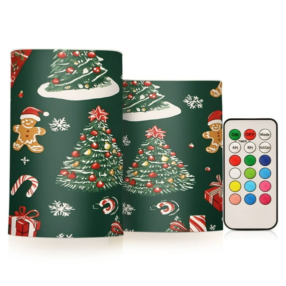 Yayeee Flameless Candles with Remote Flickering Battery Operated Multi Color Changing, Yellow Christmas Gingerbread