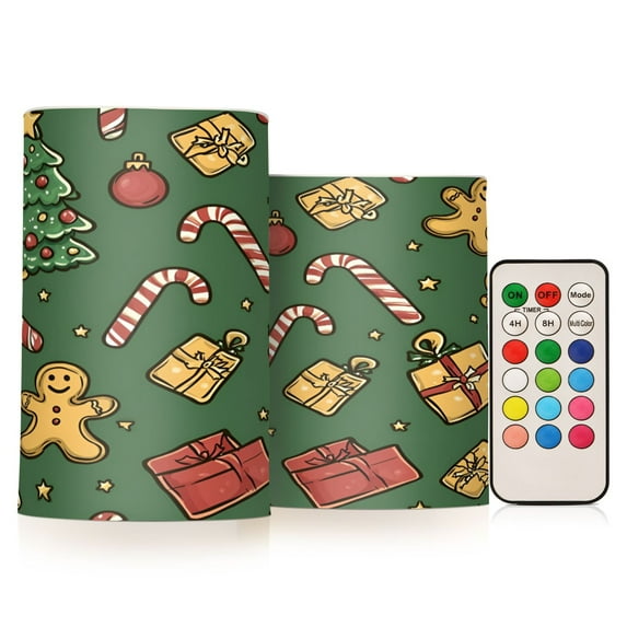 Yayeee Flameless Candles with Remote Flickering Battery Operated Multi Color Changing, Yellow Christmas Gingerbread