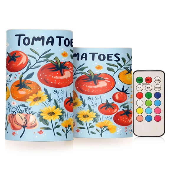 Yayeee Flameless Candles with Remote Flickering Battery Operated Multi Color Changing, Yellow Floral Tomatoes