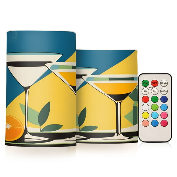 Yayeee Flameless Candles with Remote Flickering Battery Operated Multi Color Changing, Yellow Glasses