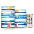 thumbnail image 1 of Yayeee Flameless Candles with Remote Flickering Battery Operated Multi Color Changing, Yellow Sailboats, 1 of 7