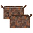 thumbnail image 1 of Yayeee Foldable Storage Basket for Shelves Set of 2 Waterproof Cloth Bins with Handles, Abstract Tribal Pattern, 1 of 7