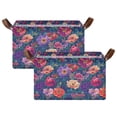 thumbnail image 1 of Yayeee Foldable Storage Basket for Shelves Set of 2 Waterproof Cloth Bins with Handles, Blooming Flowers Pattern, 1 of 7