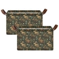 thumbnail image 1 of Yayeee Foldable Storage Basket for Shelves Set of 2 Waterproof Cloth Bins with Handles, Brown Floral Rabbits Pattern, 1 of 7
