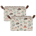 thumbnail image 1 of Yayeee Foldable Storage Basket for Shelves Set of 2 Waterproof Cloth Bins with Handles, Cartoon Dog Reading Pattern, 1 of 7