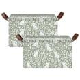 thumbnail image 1 of Yayeee Foldable Storage Basket for Shelves Set of 2 Waterproof Cloth Bins with Handles, Green Floral Cat Pattern, 1 of 7
