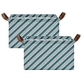 thumbnail image 1 of Yayeee Foldable Storage Basket for Shelves Set of 2 Waterproof Cloth Bins with Handles, Green Stripes Pattern, 1 of 7