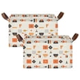 thumbnail image 1 of Yayeee Foldable Storage Basket for Shelves Set of 2 Waterproof Cloth Bins with Handles, Minimalist Geometric Pattern, 1 of 7