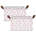thumbnail image 1 of Yayeee Foldable Storage Basket for Shelves Set of 2 Waterproof Cloth Bins with Handles, Pink Polka Dots, 1 of 7