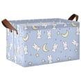 thumbnail image 1 of Yayeee Foldable Storage Basket for Shelves Waterproof Cloth Bins with Handles, Blue Cartoon Rabbit Pattern, 1 of 7