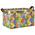 thumbnail image 1 of Yayeee Foldable Storage Basket for Shelves Waterproof Cloth Bins with Handles, Cartoon Birds Pattern, 1 of 7