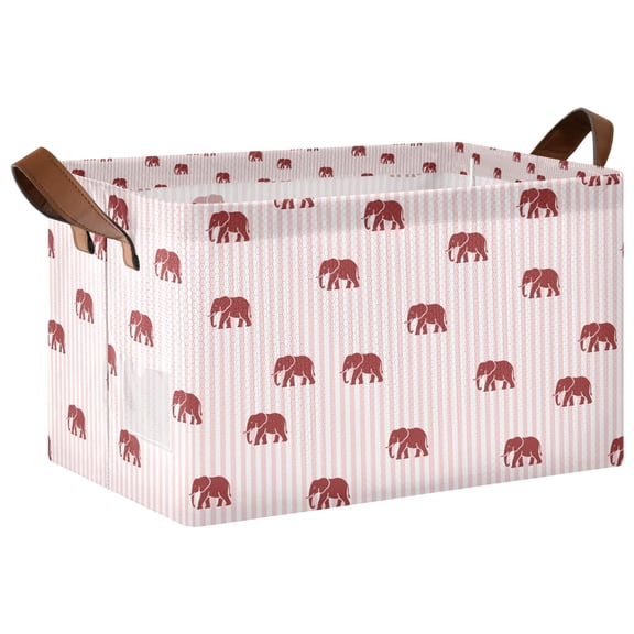 Yayeee Foldable Storage Basket for Shelves Waterproof Cloth Bins with Handles, Cartoon Elephant Pattern