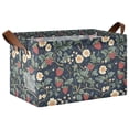 thumbnail image 1 of Yayeee Foldable Storage Basket for Shelves Waterproof Cloth Bins with Handles, Floral Raspberry Pattern, 1 of 7