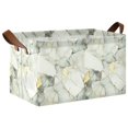 thumbnail image 1 of Yayeee Foldable Storage Basket for Shelves Waterproof Cloth Bins with Handles, Gray Marble Pattern, 1 of 7