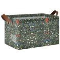 thumbnail image 1 of Yayeee Foldable Storage Basket for Shelves Waterproof Cloth Bins with Handles, Green Flowers Pattern, 1 of 7