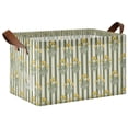 thumbnail image 1 of Yayeee Foldable Storage Basket for Shelves Waterproof Cloth Bins with Handles, Green Stripe Flowers, 1 of 7