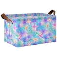 thumbnail image 1 of Yayeee Foldable Storage Basket for Shelves Waterproof Cloth Bins with Handles, Neon Starfish Pattern, 1 of 7