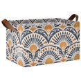 thumbnail image 1 of Yayeee Foldable Storage Basket for Shelves Waterproof Cloth Bins with Handles, Orange Art Pattern, 1 of 7