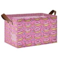 thumbnail image 1 of Yayeee Foldable Storage Basket for Shelves Waterproof Cloth Bins with Handles, Pink Doughnuts, 1 of 7