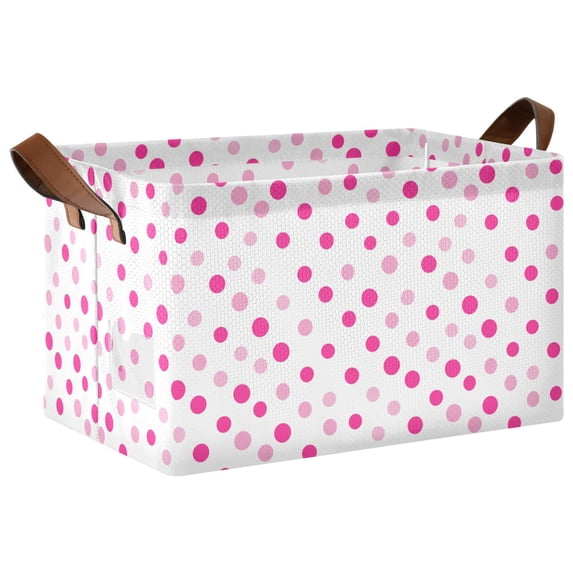 Yayeee Foldable Storage Basket for Shelves Waterproof Cloth Bins with Handles, Purple Polka Dots