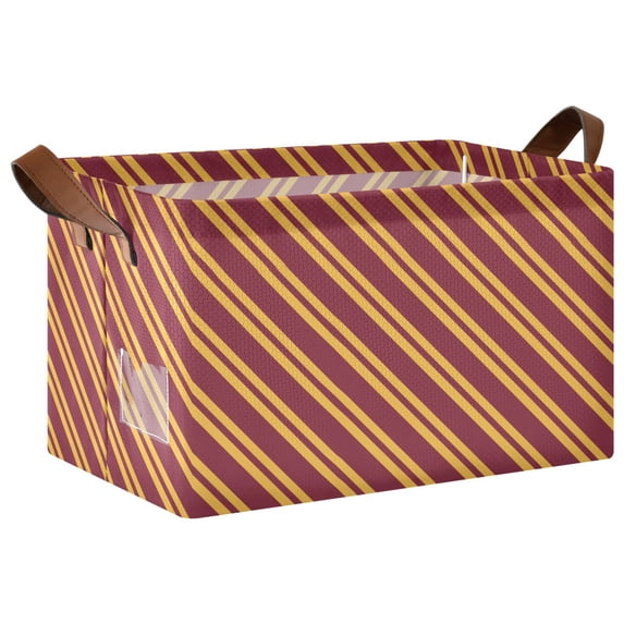 Yayeee Foldable Storage Basket for Shelves Waterproof Cloth Bins with Handles, Red Stripes Pattern