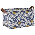 thumbnail image 1 of Yayeee Foldable Storage Basket for Shelves Waterproof Cloth Bins with Handles, Retro Daisy Pattern, 1 of 7