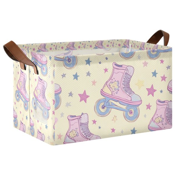 Yayeee Foldable Storage Basket for Shelves Waterproof Cloth Bins with Handles, Roller Disco