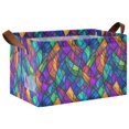 thumbnail image 1 of Yayeee Foldable Storage Basket for Shelves Waterproof Cloth Bins with Handles, Vibrant Stained Glass Pattern, 1 of 7