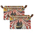 thumbnail image 1 of Yayeee Foldable Storage Basket for Shelves with Handles Set of 2 Waterproof Cloth Bins, Abstract Boat Ride, 1 of 7