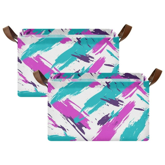 Yayeee Foldable Storage Basket for Shelves with Handles Set of 2 Waterproof Cloth Bins, Abstract Drawing