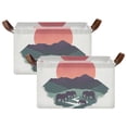 thumbnail image 1 of Yayeee Foldable Storage Basket for Shelves with Handles Set of 2 Waterproof Cloth Bins, Abstract Elephant, 1 of 7