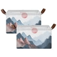 thumbnail image 1 of Yayeee Foldable Storage Basket for Shelves with Handles Set of 2 Waterproof Cloth Bins, Art Mountain and Sun Pattern, 1 of 7