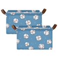 thumbnail image 1 of Yayeee Foldable Storage Basket for Shelves with Handles Set of 2 Waterproof Cloth Bins, Baseballs Pattern, 1 of 7