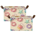 thumbnail image 1 of Yayeee Foldable Storage Basket for Shelves with Handles Set of 2 Waterproof Cloth Bins, Beach Toys Pattern, 1 of 7