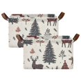 thumbnail image 1 of Yayeee Foldable Storage Basket for Shelves with Handles Set of 2 Waterproof Cloth Bins, Beige Christmas Forest, 1 of 7