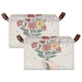 thumbnail image 1 of Yayeee Foldable Storage Basket for Shelves with Handles Set of 2 Waterproof Cloth Bins, Beige Cute Flower, 1 of 7