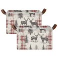 thumbnail image 1 of Yayeee Foldable Storage Basket for Shelves with Handles Set of 2 Waterproof Cloth Bins, Beige Deer, 1 of 7