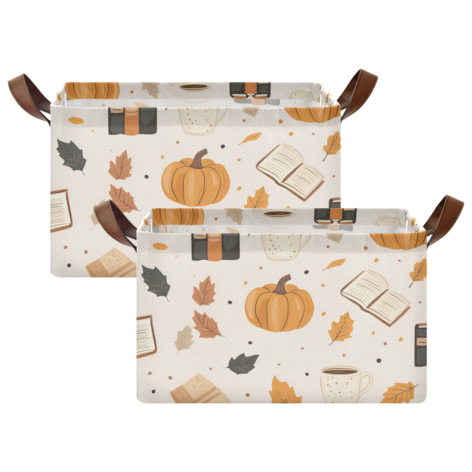 Fall Box Storage Yayeee Foldable Storage Basket for Shelves Set of 2 Waterproof Cloth ...