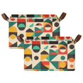 thumbnail image 1 of Yayeee Foldable Storage Basket for Shelves with Handles Set of 2 Waterproof Cloth Bins, Beige Geometric, 1 of 7