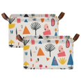 thumbnail image 1 of Yayeee Foldable Storage Basket for Shelves with Handles Set of 2 Waterproof Cloth Bins, Beige Geometric, 1 of 7