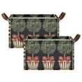 thumbnail image 1 of Yayeee Foldable Storage Basket for Shelves with Handles Set of 2 Waterproof Cloth Bins, Beige Striped Trees, 1 of 7