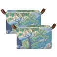 thumbnail image 1 of Yayeee Foldable Storage Basket for Shelves with Handles Set of 2 Waterproof Cloth Bins, Beige Tree, 1 of 7