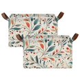 thumbnail image 1 of Yayeee Foldable Storage Basket for Shelves with Handles Set of 2 Waterproof Cloth Bins, Beige Whimsical Leaves, 1 of 7