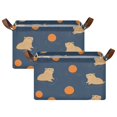 thumbnail image 1 of Yayeee Foldable Storage Basket for Shelves with Handles Set of 2 Waterproof Cloth Bins, Blue Capybaras, 1 of 7