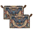 thumbnail image 1 of Yayeee Foldable Storage Basket for Shelves with Handles Set of 2 Waterproof Cloth Bins, Blue Geometric Eagle, 1 of 7