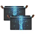 thumbnail image 1 of Yayeee Foldable Storage Basket for Shelves with Handles Set of 2 Waterproof Cloth Bins, Blue Tree, 1 of 7