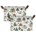 thumbnail image 1 of Yayeee Foldable Storage Basket for Shelves with Handles Set of 2 Waterproof Cloth Bins, Brown Christmas House, 1 of 7