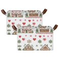 thumbnail image 1 of Yayeee Foldable Storage Basket for Shelves with Handles Set of 2 Waterproof Cloth Bins, Brown Nordic Christmas, 1 of 7