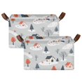thumbnail image 1 of Yayeee Foldable Storage Basket for Shelves with Handles Set of 2 Waterproof Cloth Bins, Cartoon Blue Houses, 1 of 7