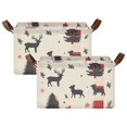 thumbnail image 1 of Yayeee Foldable Storage Basket for Shelves with Handles Set of 2 Waterproof Cloth Bins, Christmas Forest, 1 of 7